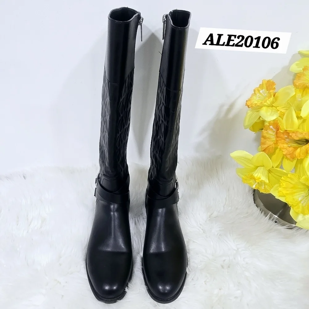 Michael Kors Black Over the Knee Boots with Quilted Design Size 9 1/2M